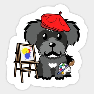 Funny schnauzer is a painter Sticker